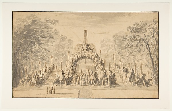 Israel Silvestre, Fountain with a Rock Arch in a Park