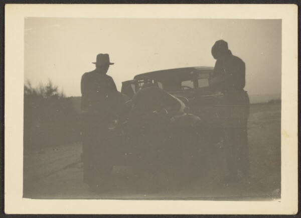 Louis Fleckenstein, [Shadowy Figures and Car]