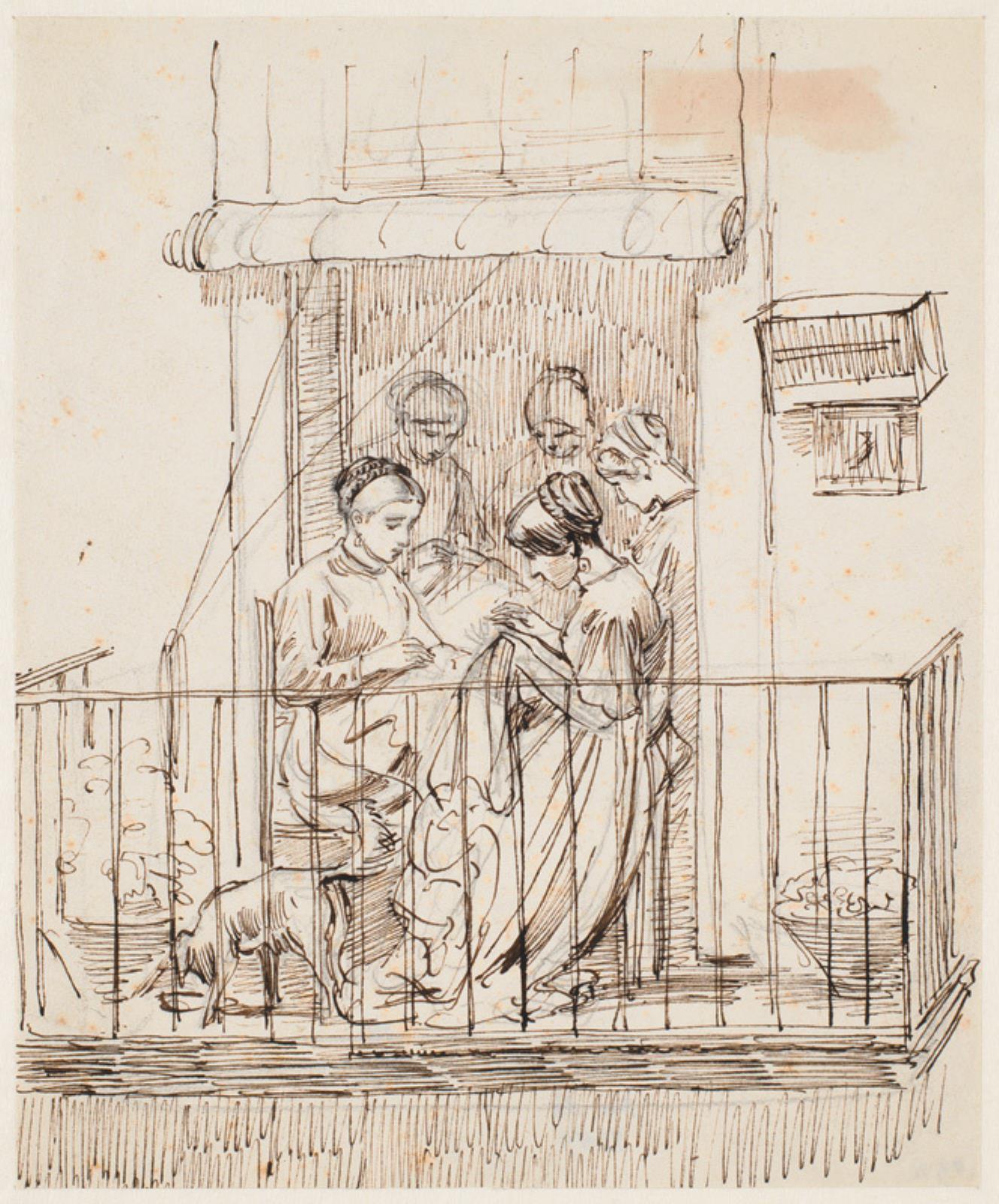 Wilhelm Marstrand, Syende damer på en balkon