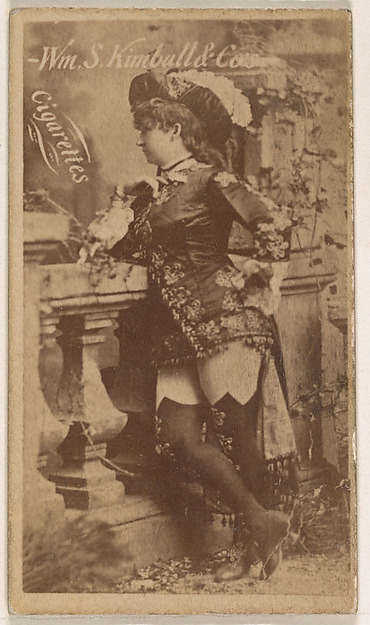 William S. Kimball & Company, Actress leaning on prop ballustrade, from the Actresses series (N203) issued by Wm. S. Kimball & Co.