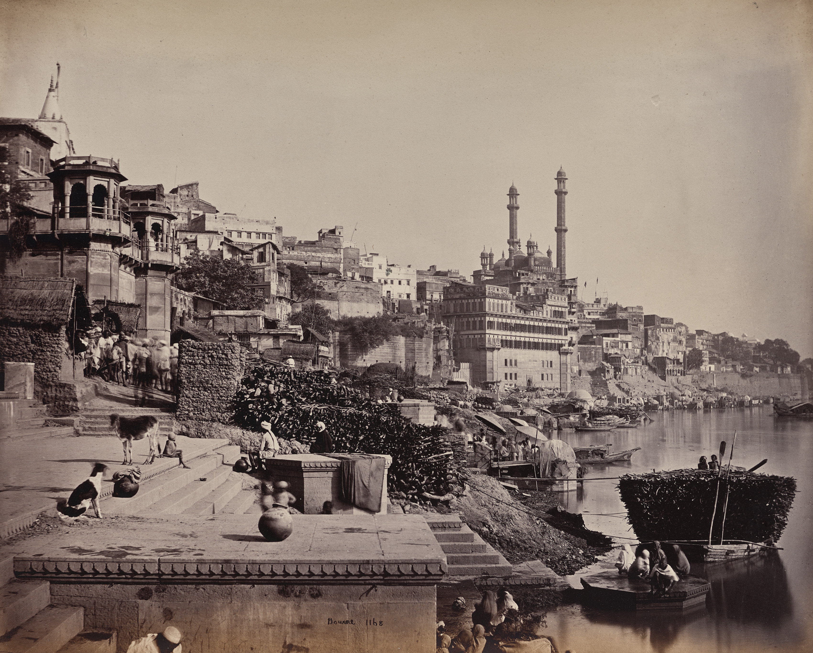 Samuel Bourne, The City of Benares, on the Ganges, View of the Great Mosque of A (?) and Adjoining Landing Places