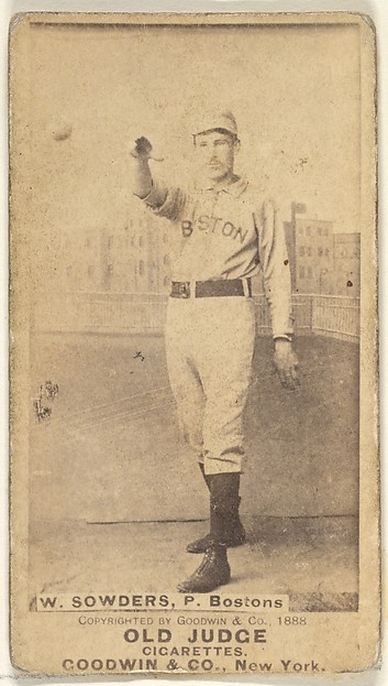 Goodwin & Company, W. Sowders, Pitcher, Boston, from the Old Judge series (N172) for Old Judge Cigarettes