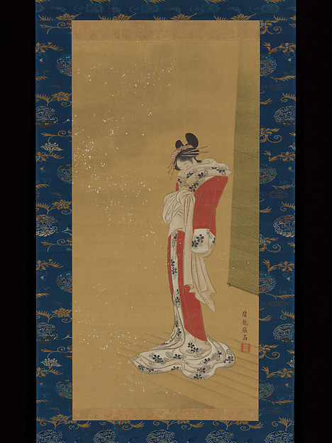 Sakai Hōitsu 酒井抱一, Beauty on a Veranda in Snow