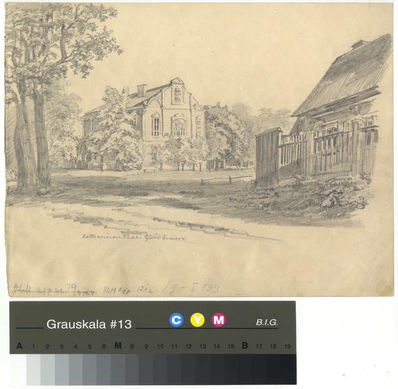 Franz (autor) Schrutek von Monte Selva, Villa Ehrenbusch Kadriorus; pöördel: Vaade kastellaanimajale Kadriorus