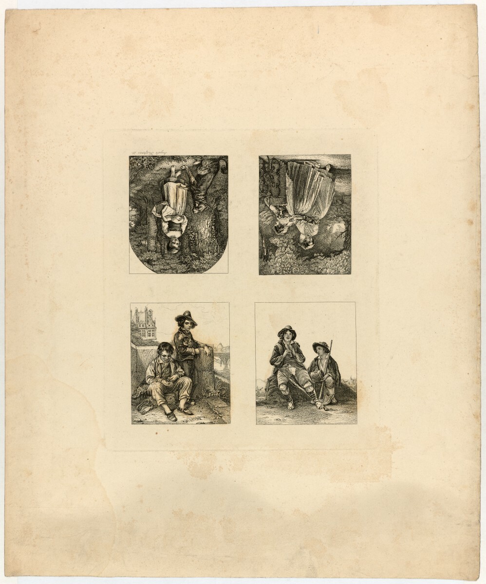 Unknown artist, Hüssener, Auguste: Andruckbogen mit vier Gemäldereproduktionen