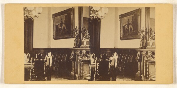 Unknown, [Dining room with large painting on one wall]