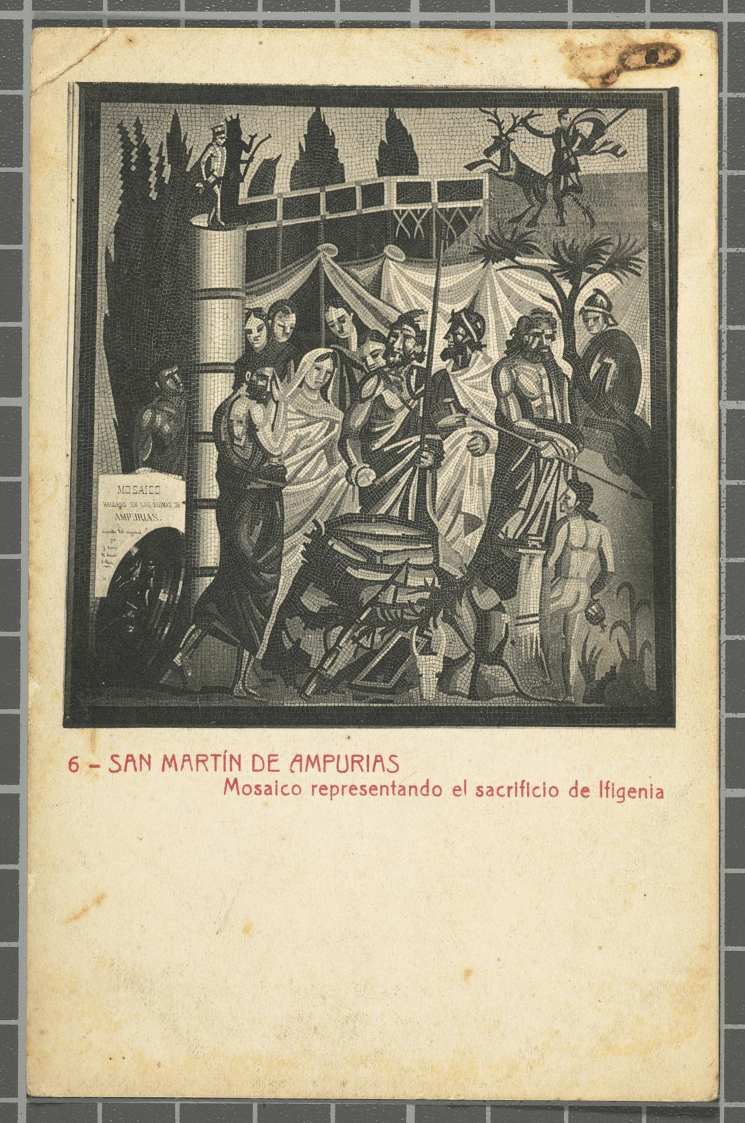 Desconegut, 6 - San Martín de Ampuerias. Mosaico representando el sacrificio de Ifigenia
