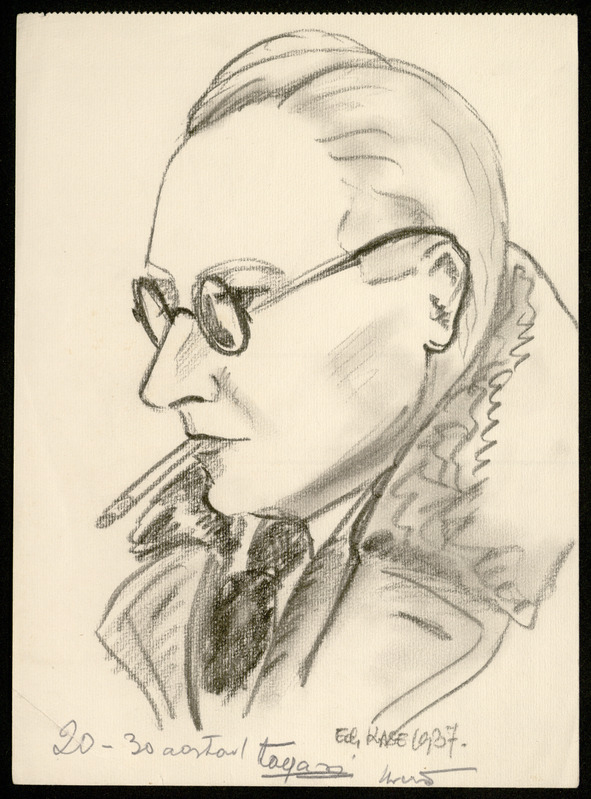 E. (autor) Kase, Joonistus, mehe portree, Ed. Kase 1937