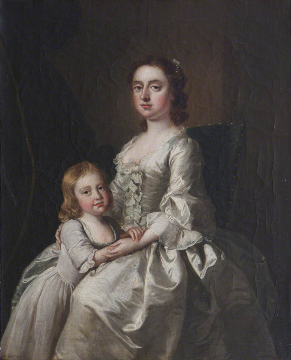 Thomas Hudson, Etheldred Payne, Lady Cust (1720-1775) and her son Brownlow Cust later Sir Brownlow Cust, 1st Baron Brownlow FSA, FRS, MP (1744 – 1807)