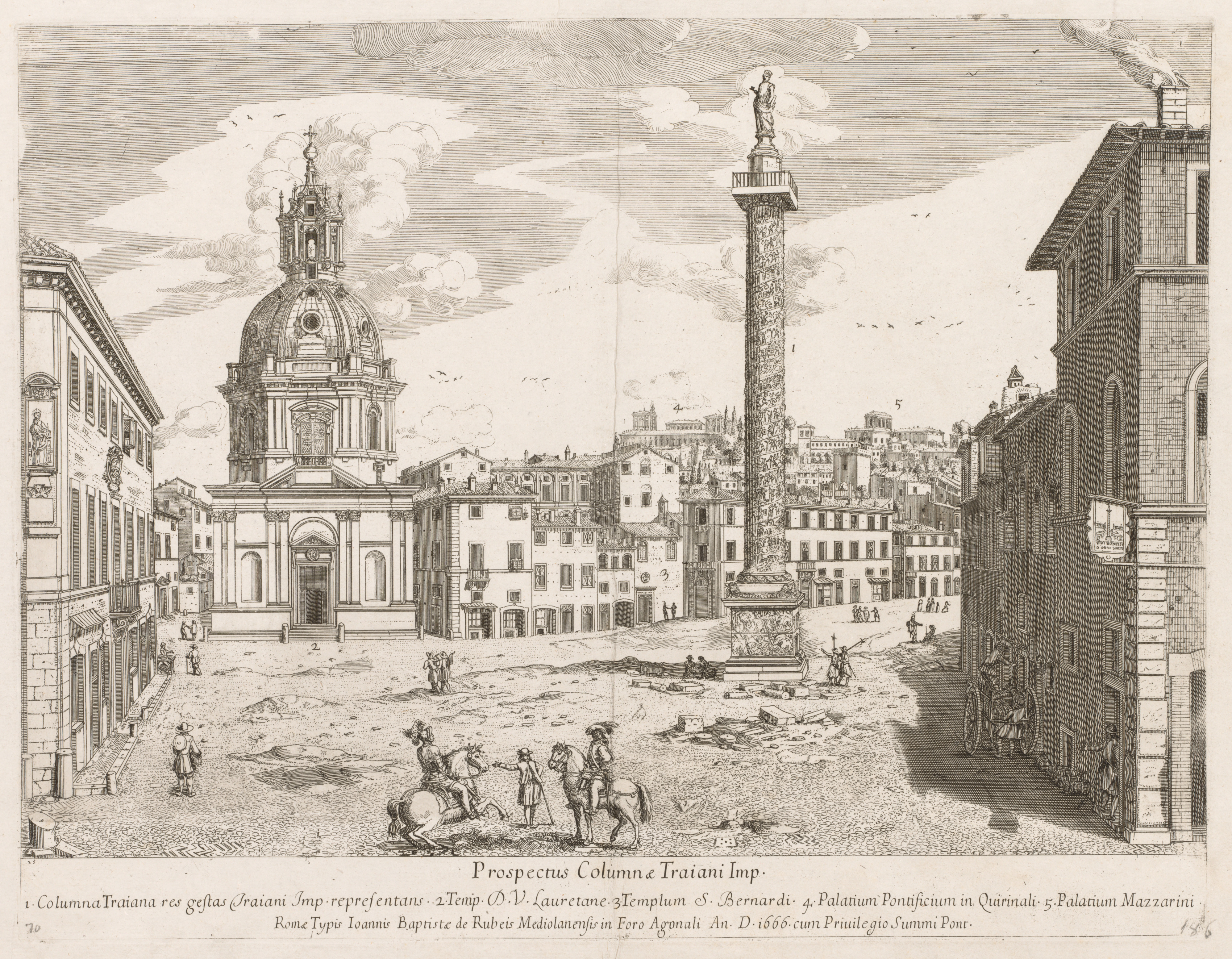 Lievin Cruyl, Trajan's Column from "Prospectus Locurum Urbis Romae Insign[ium]