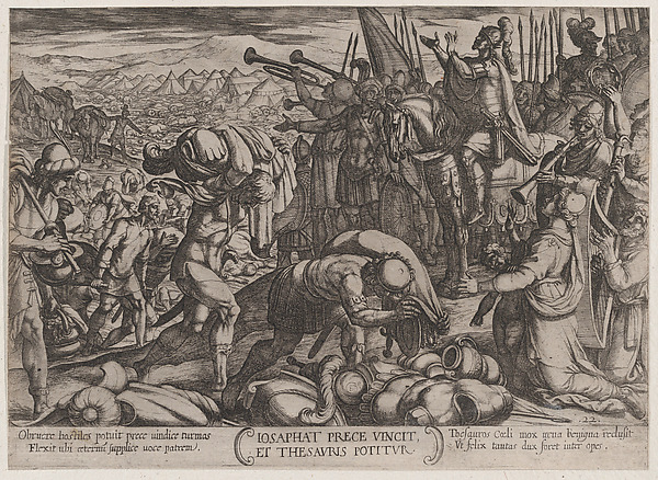 Antonio Tempesta, Plate 22: Josaphat Thanking God for His Victory, from "The Battles of the Old Testament"