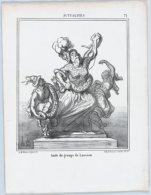 Honoré Daumier, Imitation of the Laocoön-group, from "News of the day"