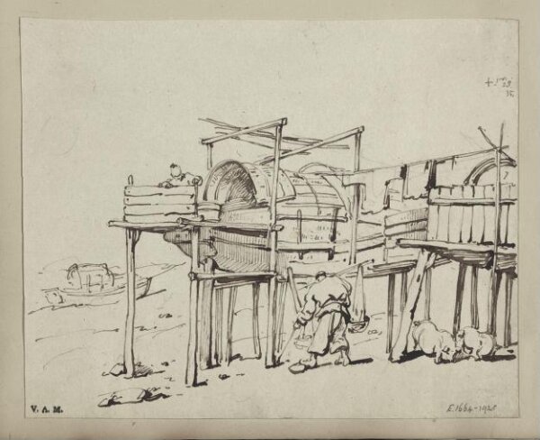 George Chinnery, Tanka boats raised on stilts, Macau