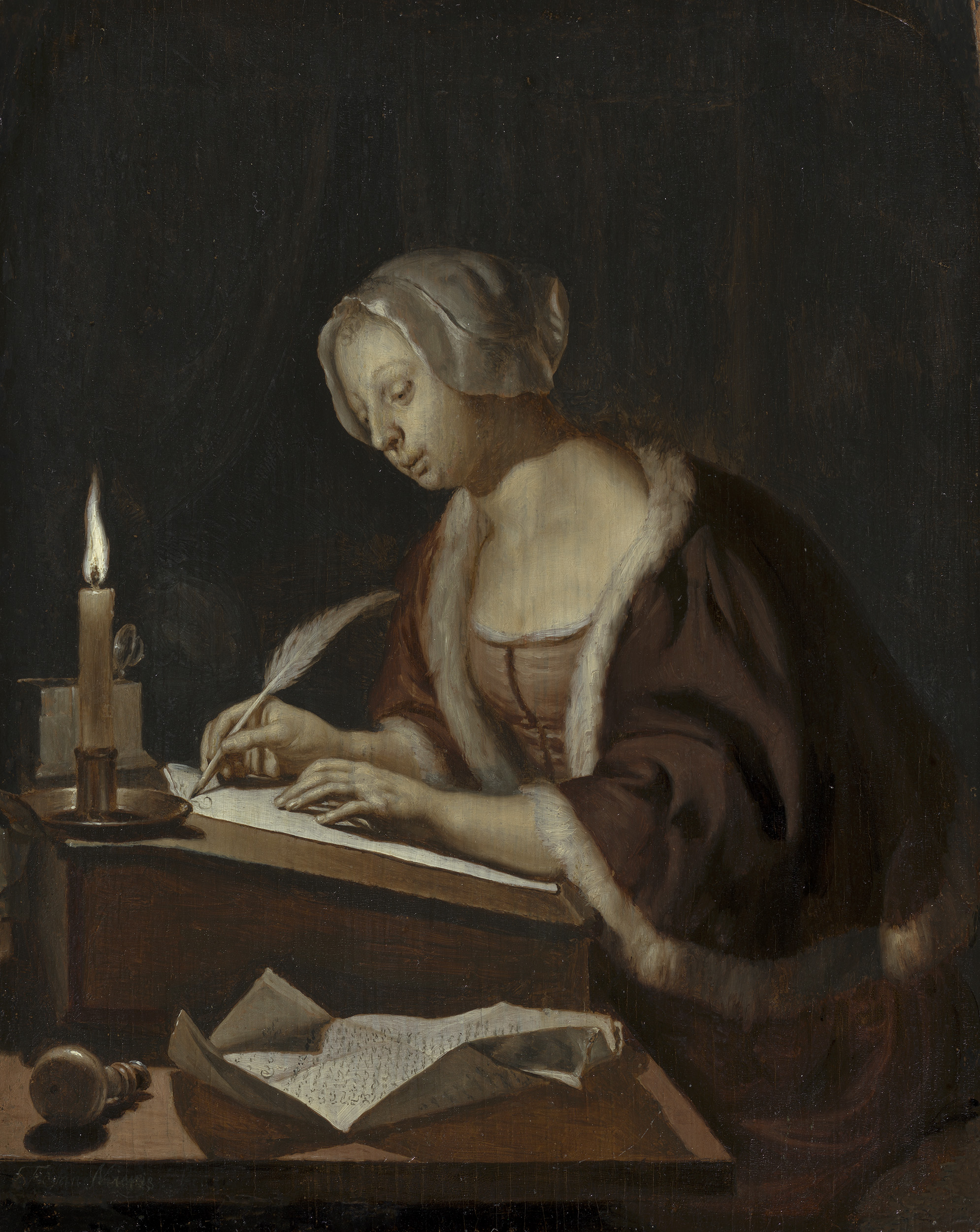 Frans van Mieris the Elder, A Young Woman Writing a Letter