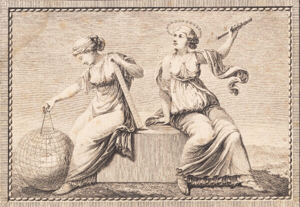 J.F. Clemens, Urania og Gæa sidder på en firkantet stenblok