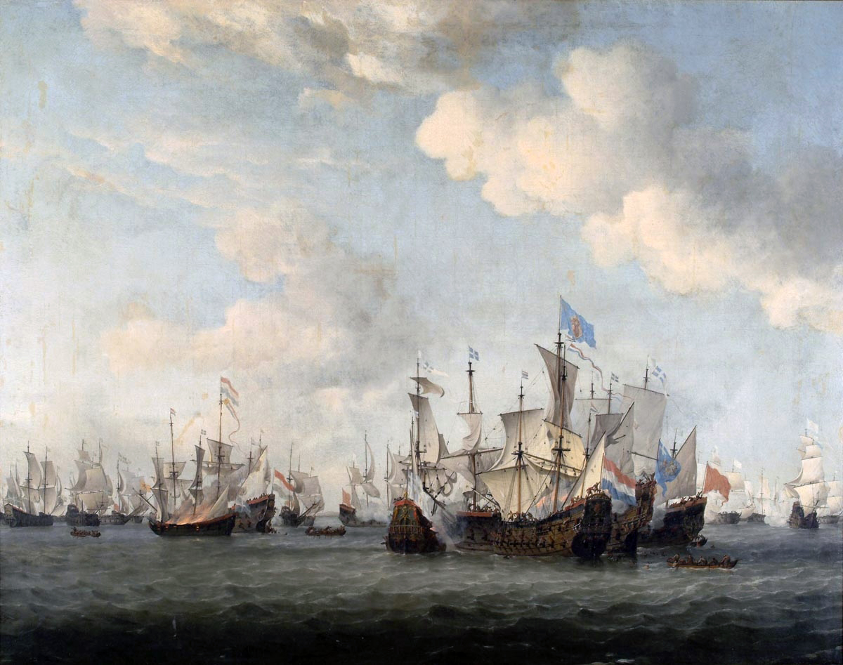 Willem van de Velde the Younger, Naval battle between Dutch and French merchant ships