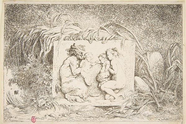 Jean Honoré Fragonard, Bacchanale - Satyr and Nymph with Infant and Infant Satyr