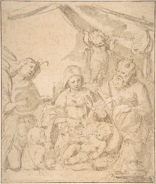 Anonymous, Italian, 16th century, The Holy Family with Angels