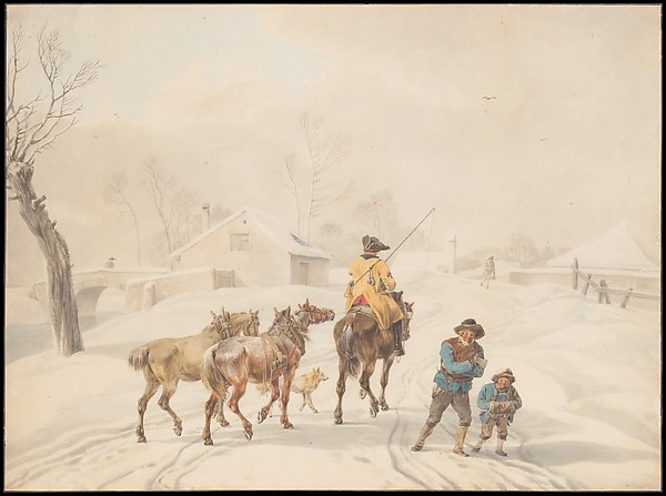 Wilhelm von Kobell, Postilion on Horse in a Winter Landscape