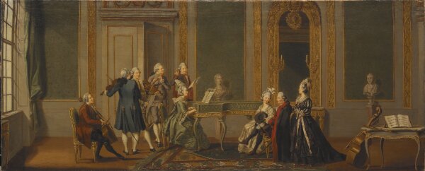 Pehr Hilleström d.ä., Gustaviansk interiör med musicerande sällskap