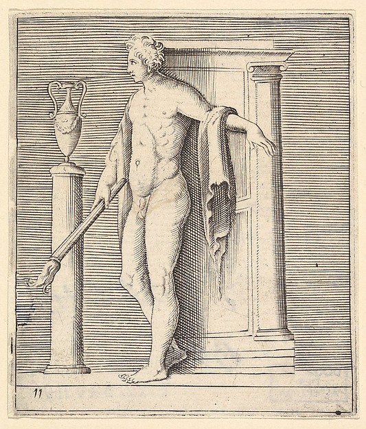 Anonymous, Italian, 16th century, Man with Torch at Temple Door, from "Ex Antiquis Cameorum et Gemmae Delineata/ Liber Secundus/et ab Enea Vico Parmen Incis"