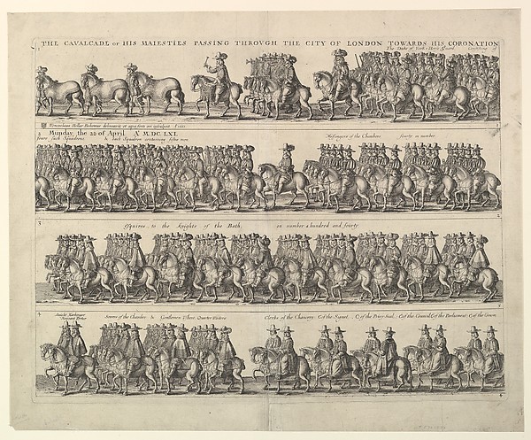 Wenceslaus Hollar, Coronation Procession of Charles II Through London (from John Ogilby's "The Entertainment of...Charles II," London, 1662)