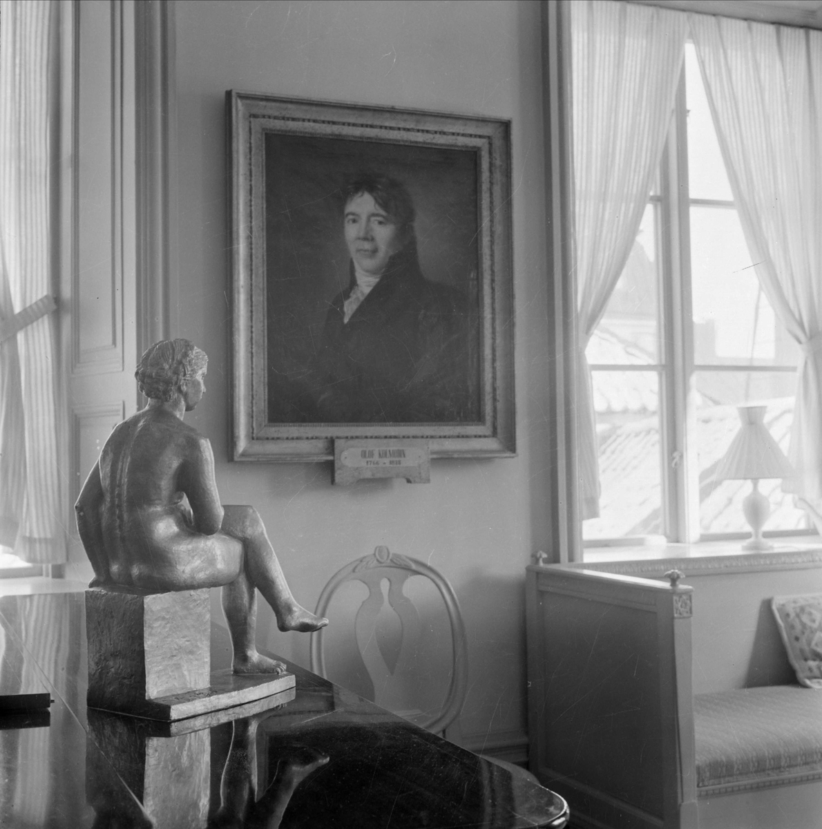 Gunnar Sundgren, Oljemålning av professor Olof Kolmodin på vägg i bostad, sannolikt Uppsala