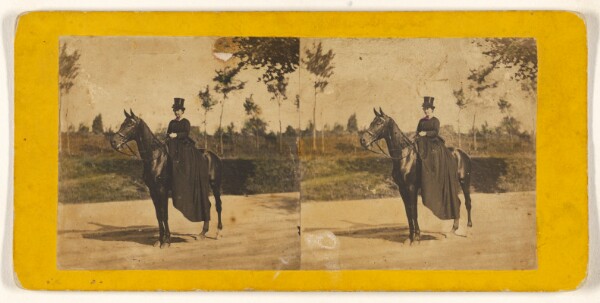 Unknown, [Woman with top hat on horseback]