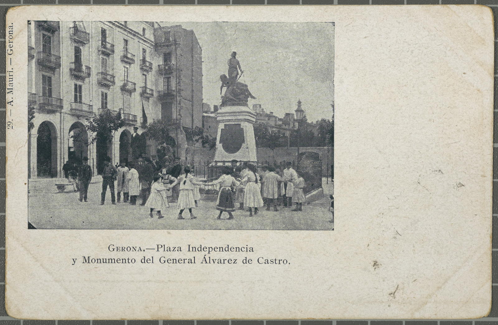 Amadeu Mauri Aulet, Gerona.-Plaza Independencia y Monumento del General Alvarez de Castro