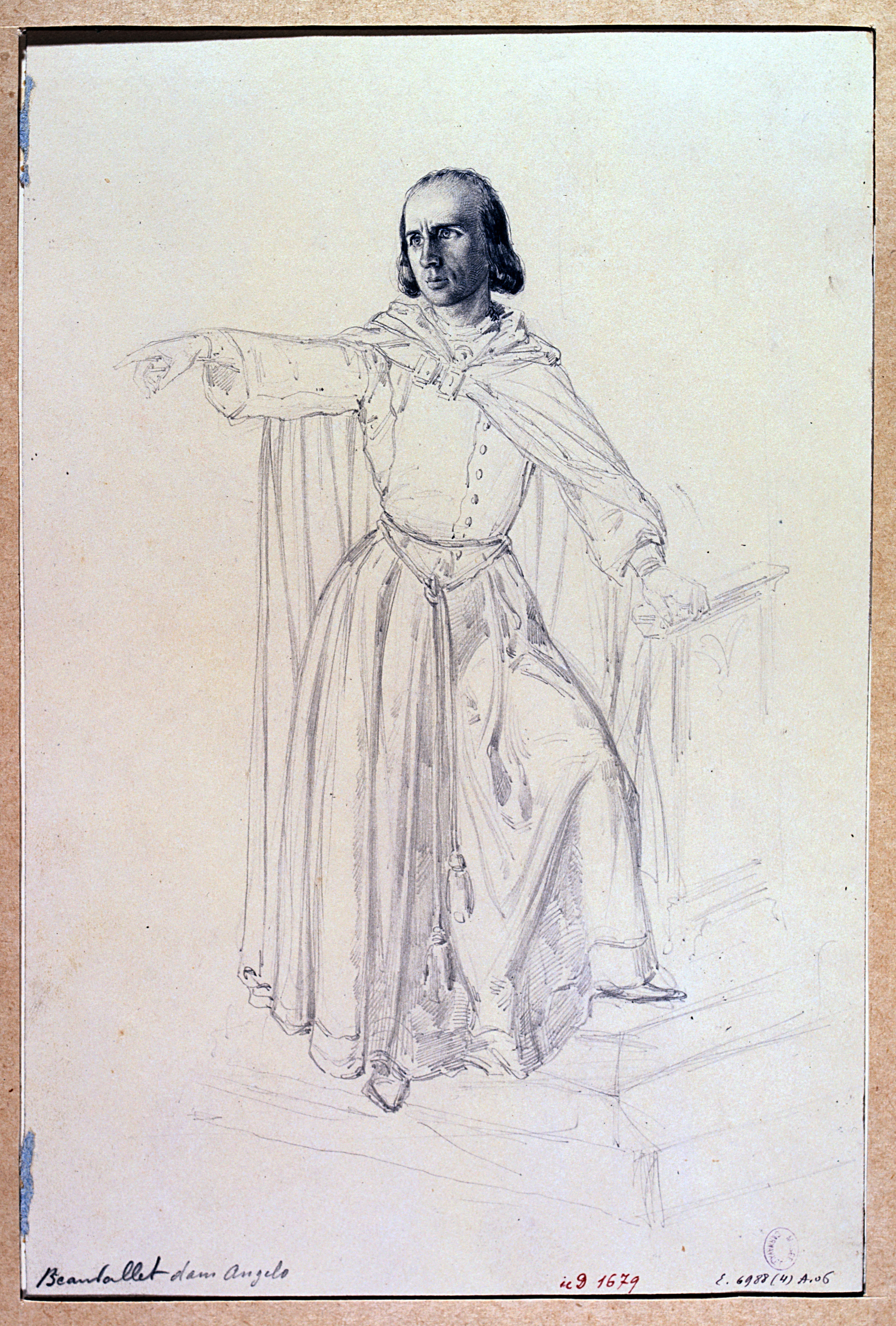 Alexandre Lacauchie, Portrait du comédien Pierre-François Beauvallet (1801-1873) : rôle d'Angelo dans Angelo, tyran de Padoue