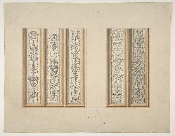 Jules-Edmond-Charles Lachaise, Designs for the painted decoration of framed panels, possibly for the Château de Mouchy (Oise)