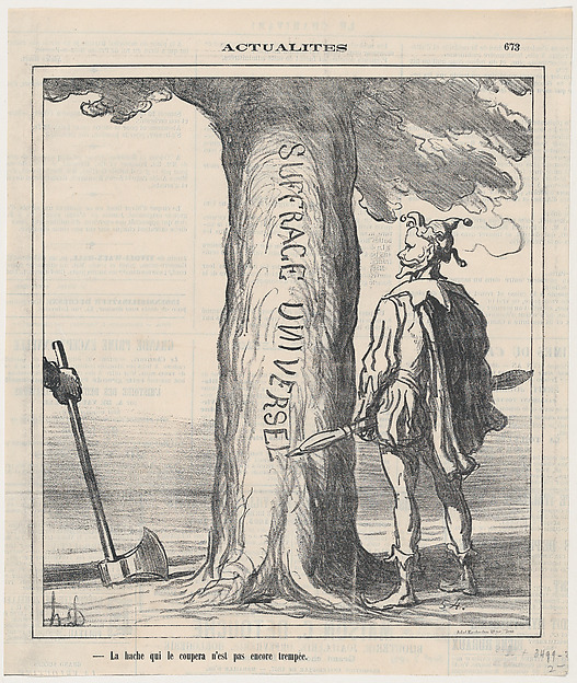 Honoré Daumier, The axe that may cut him has not been forged yet, from 'News of the day,' published in "Le Charivari"