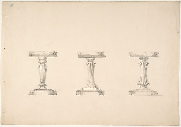 Anonymous, British, 19th century, Design for Three Stools with Columnar Supports