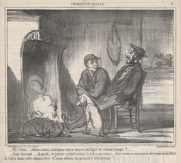 Honoré Daumier, Eh! bien... allons-nous continuer notre chasse..., from "Croquis de Chasse"