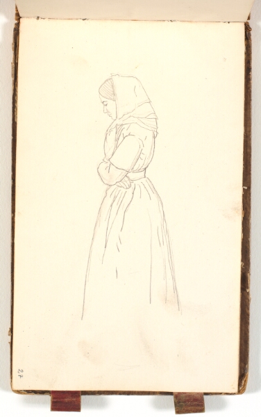 P.C. Skovgaard, Portrætstudie 3/4 figur af en kvinde med sjal