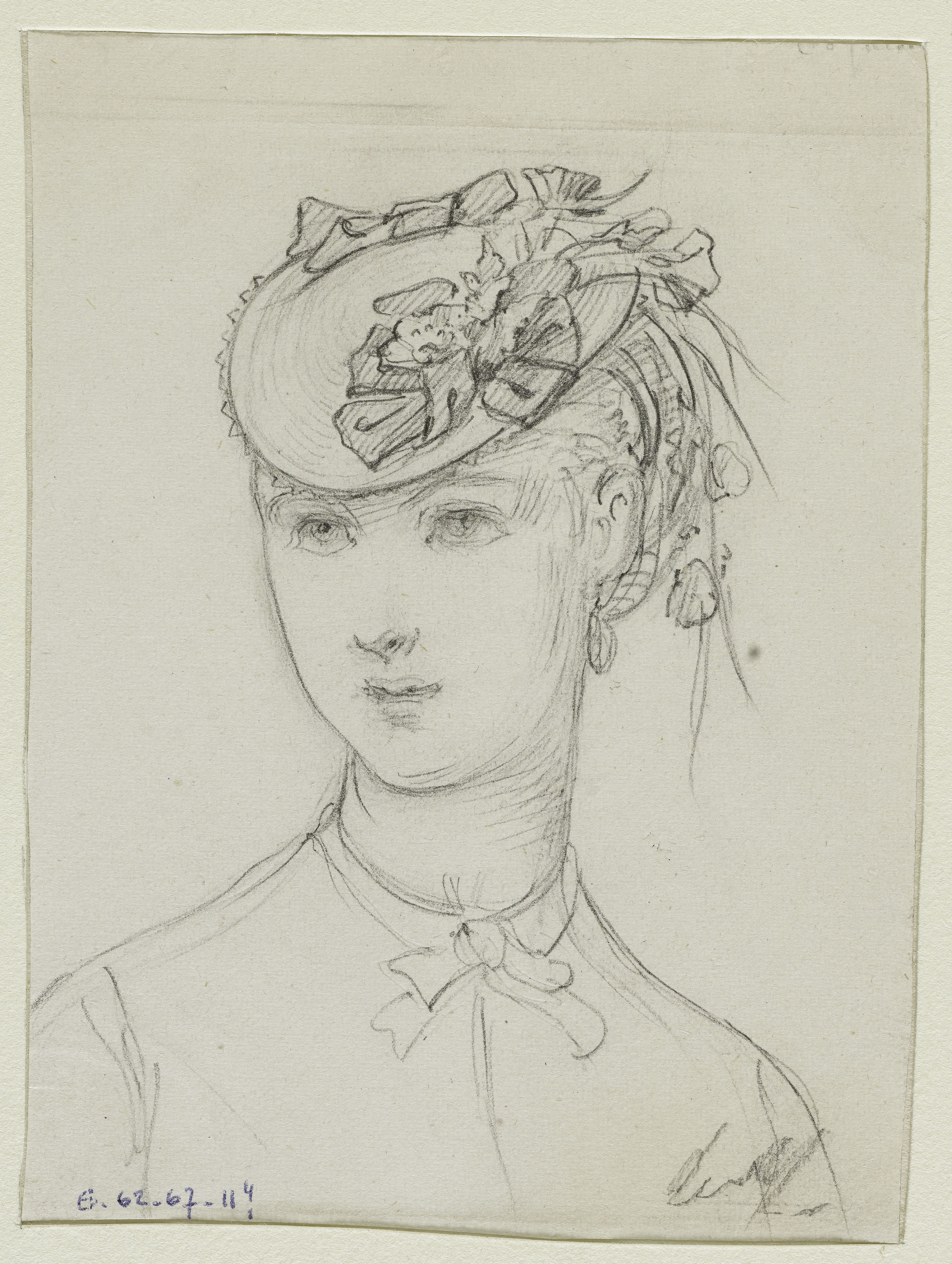Anaïs Toudouze, Portrait de jeune fille avec coiffe fleurie, Fonds d’archives graphiques de Maurice Leloir