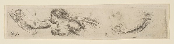 Stefano della Bella, Torso of a Man with a Shield and Eye Study, plate 19 from "Collection of various doodles and etching proofs" (Recueil de divers griffonnements et preuves d'eauforte)