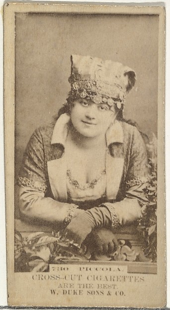 W. Duke, Sons & Co., Card Number 730, Piccola, from the Actors and Actresses series (N145-3) issued by Duke Sons & Co. to promote Cross Cut Cigarettes
