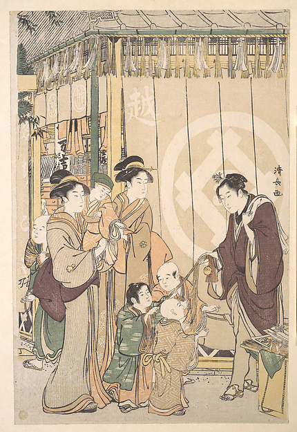 Torii Kiyonaga, Group before the Echigo-ya Dry-goods Shop on New Year's Day