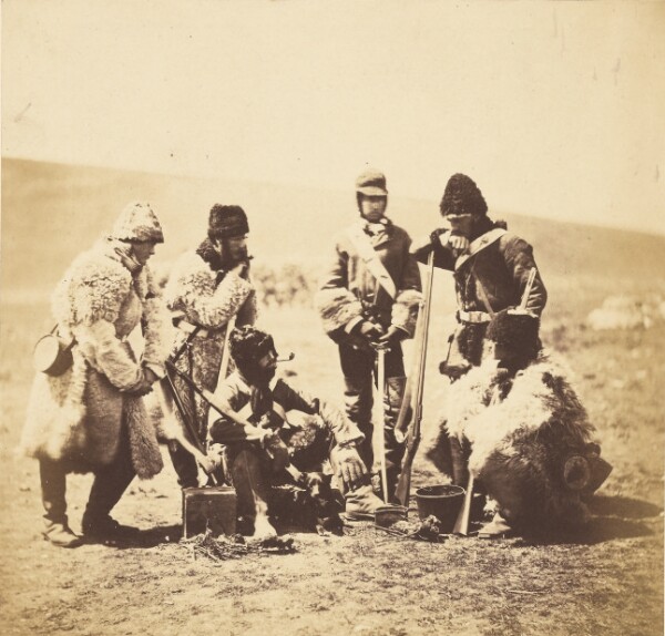 Roger Fenton, Capt. Pechell & Men of the 77th Regiment - Winter Dress.