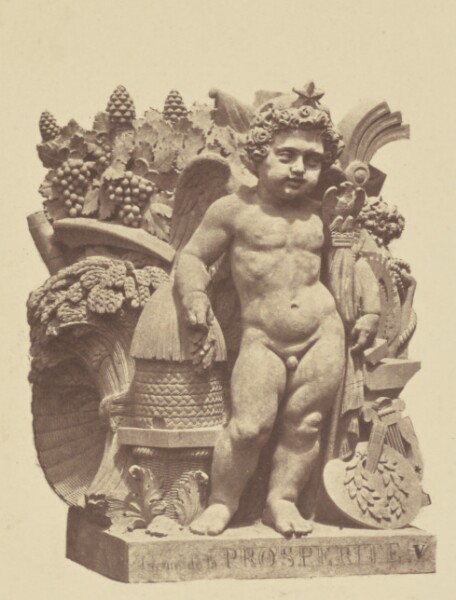 Édouard Baldus, ["La Prospérité", Sculpture by Jacques Augustin Dieudonné, Decoration of the Louvre, Paris]