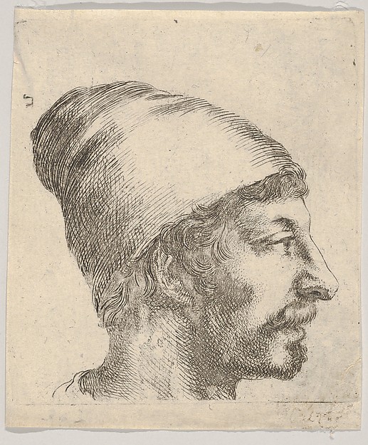 Stefano della Bella, Plate 38: Head of a man with a moustache and cap, facing right in profile, from "Various Portraits" (Recueil de diverses pièces servant à l'art de portraiture)