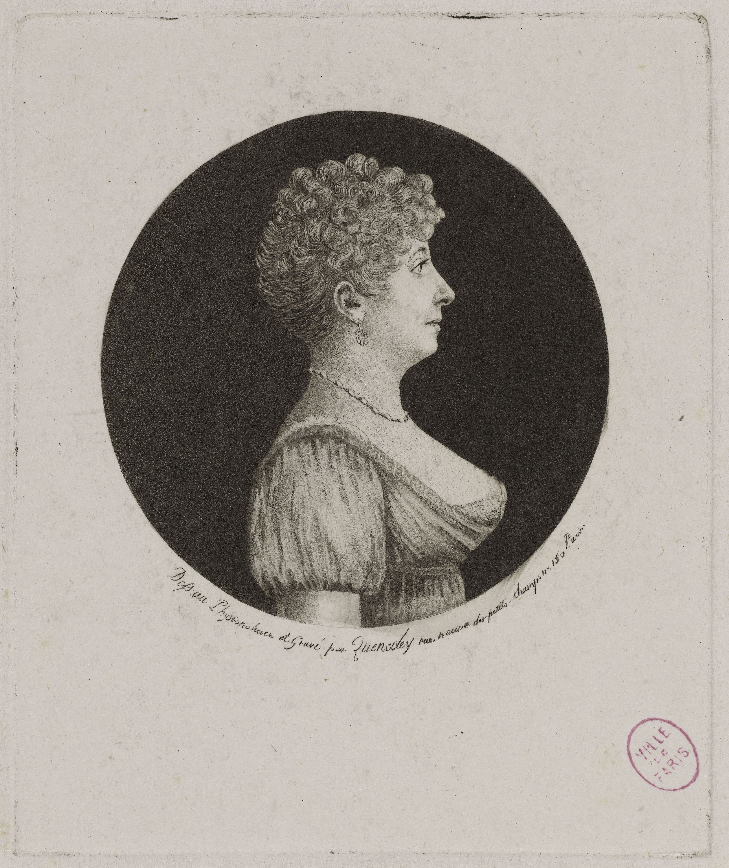 Edmé Quenedey, Portrait d'une femme, fin XVIIIème siècle/début XIXème siècle