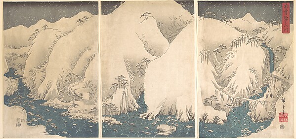 Utagawa Hiroshige, Kiso Gorge in the Snow