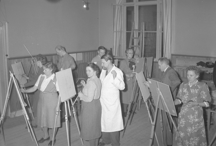Alvar Clevfors, Text of the picture: “Painter School. 1949.02.15” in