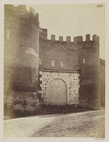 Parker, John Henry, Gates, Exterior of the Porta Pinciana - Stone Arch, A.D. 403, Honorius, Brick Towers, Theodoric, A.D. 500 (?), or Belisarius
