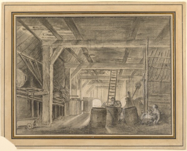 François Boucher, Interior of a Barn with a Family of Coopers