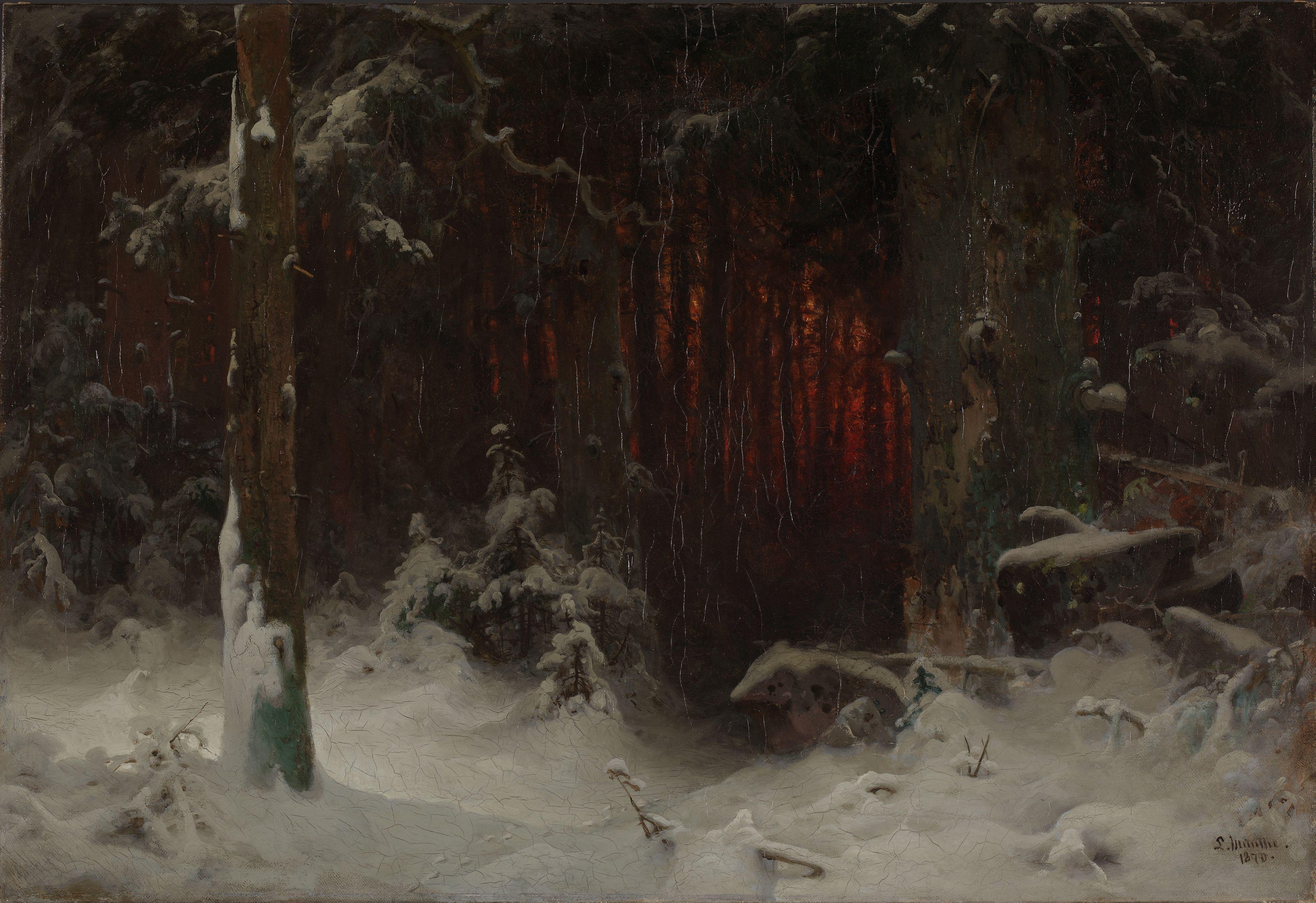 Ludvig Munthe, Wooded Landscape in Snow