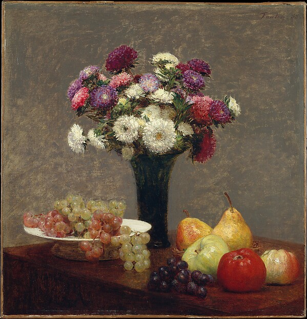 Henri Fantin-Latour, Asters and Fruit on a Table