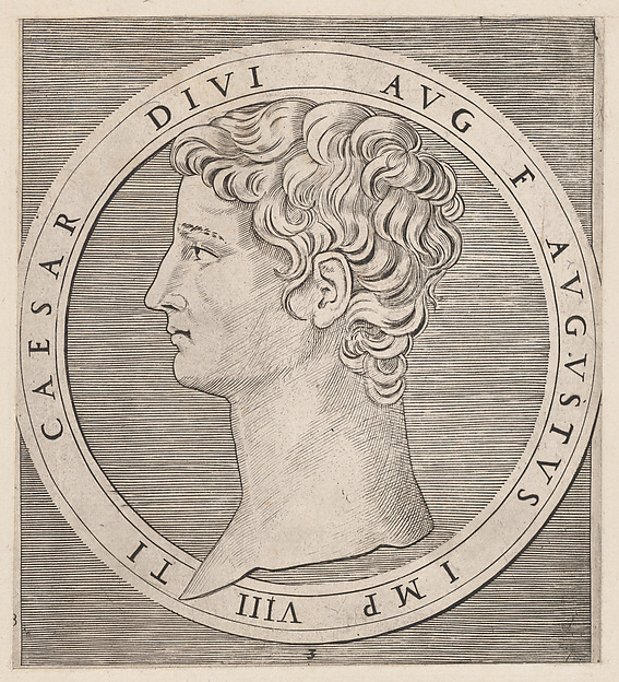 Marcantonio Raimondi, Tiberius, from The Twelve Caesars, from "Speculum Romanae Magnificentiae"